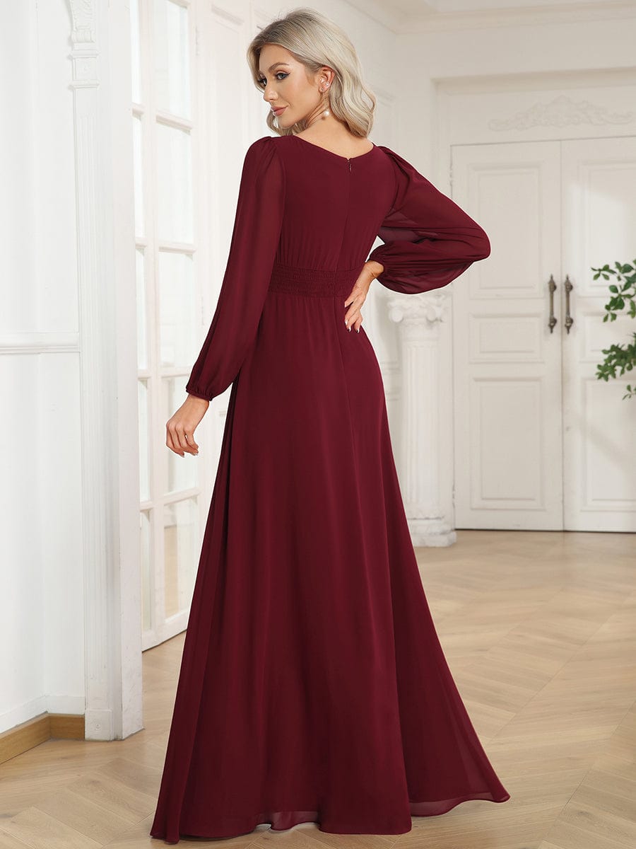 Robe de soirée bordeaux automne et hiver #style_ES0106BBD