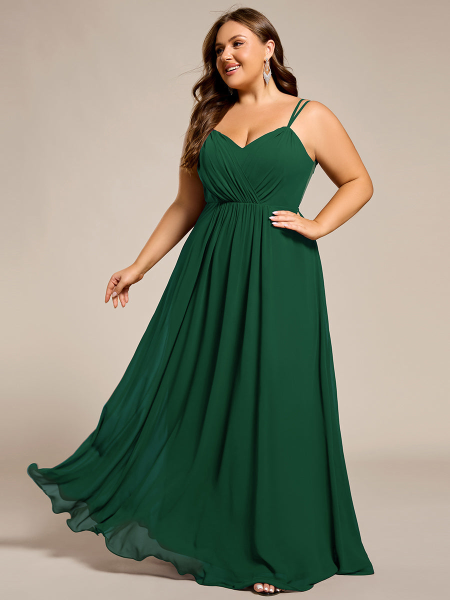 Robe demoiselle d'honneur mousseline et dentelle dos nu bretelles fines #Couleur_Vert Fonce