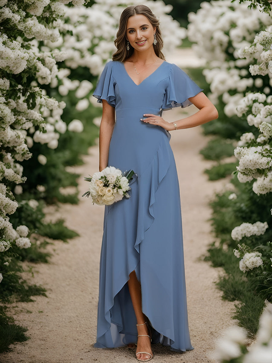 Dusty Blue Bridesmaid Gowns #style_ES01749DN