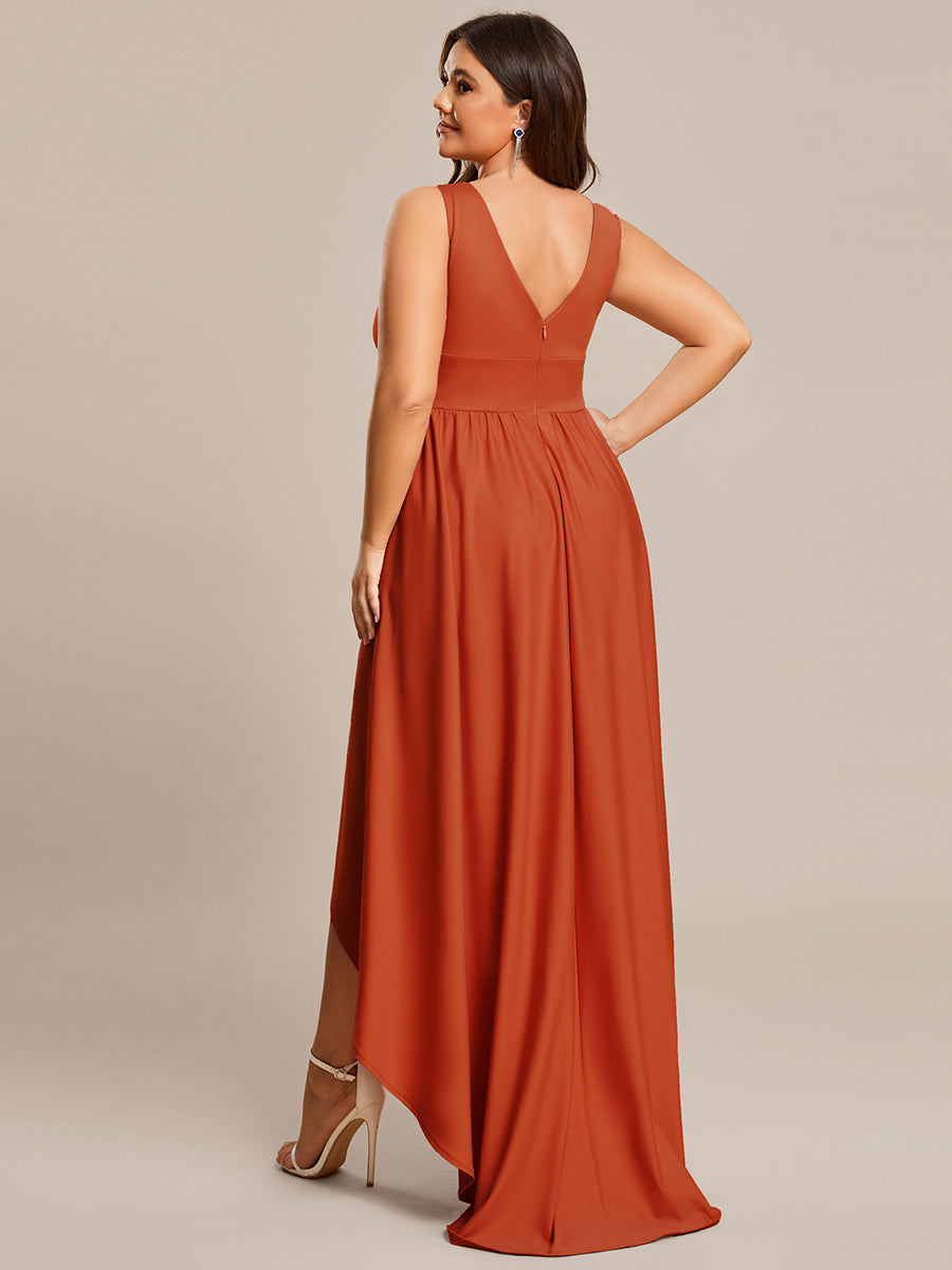 Robe de soirée longue au sol à taille empire et à encolure en V #Couleur_Burnt Orange