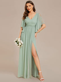 Sage Green Bridesmaid Dresses #style_ES01886MG