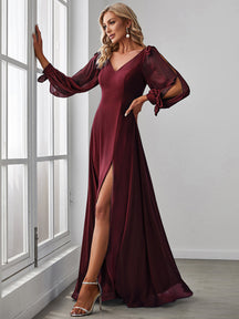 Robe de soirée bordeaux automne et hiver #style_ES80116BD