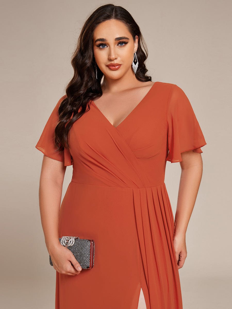 Robe de demoiselle d'honneur taille empire en mousseline de soie grande taille #Couleur_Orange Brûlée