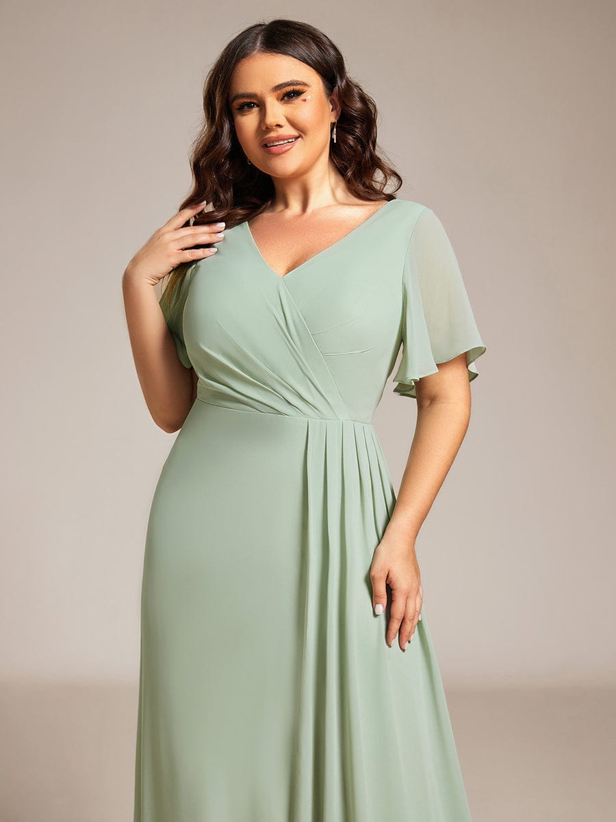 Robe de demoiselle d'honneur taille empire en mousseline de soie grande taille #Couleur_Menthe Verte