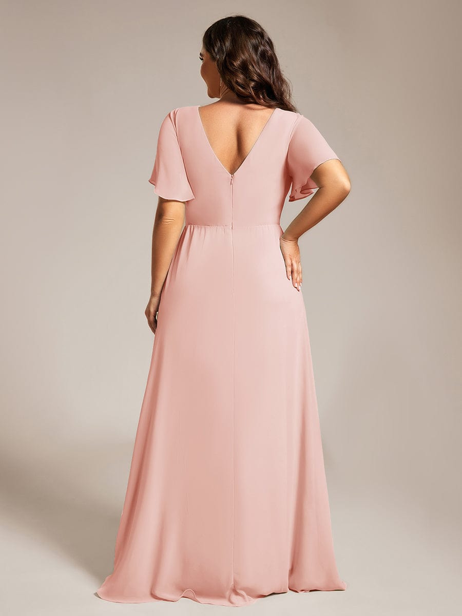 Robe de demoiselle d'honneur taille empire en mousseline de soie grande taille #Couleur_Rose