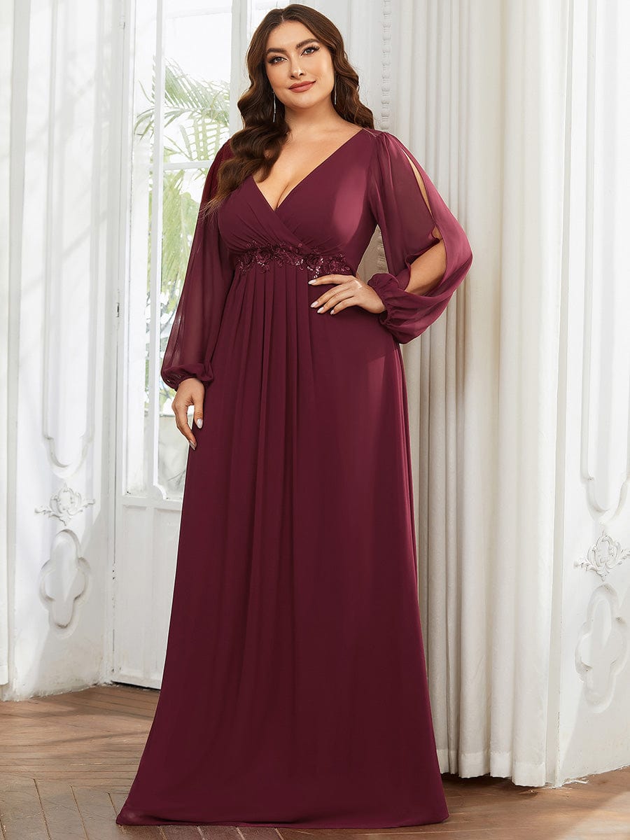 Robe de soirée bordeaux automne et hiver #style_EP00461BD