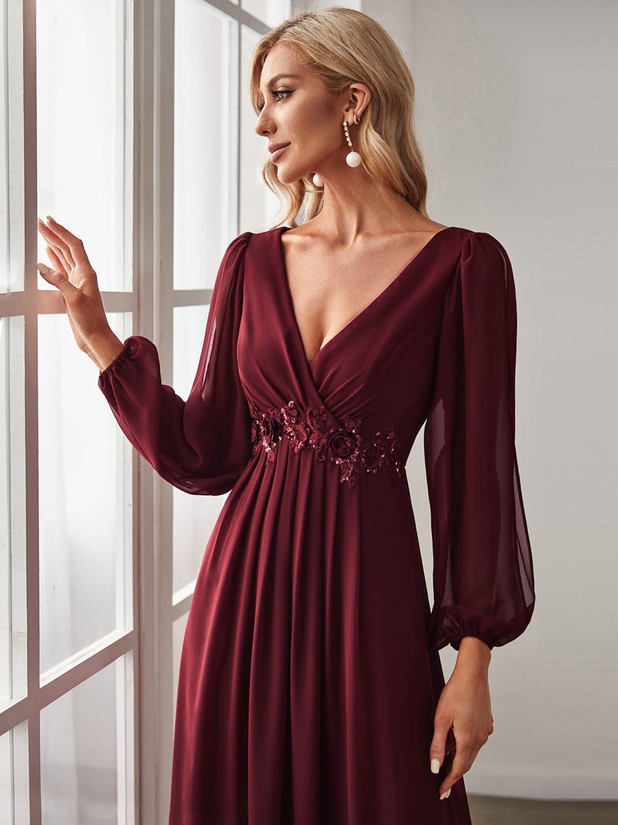 Robe de soirée bordeaux automne et hiver #style_EP00461BD