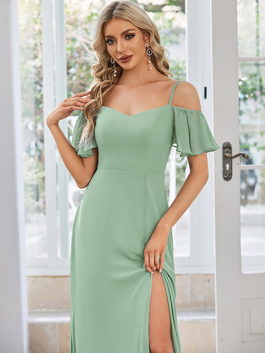 Taille personnalisée Robe de soirée sexy à épaules dénudées et à encolure en V #Couleur_Menthe Verte