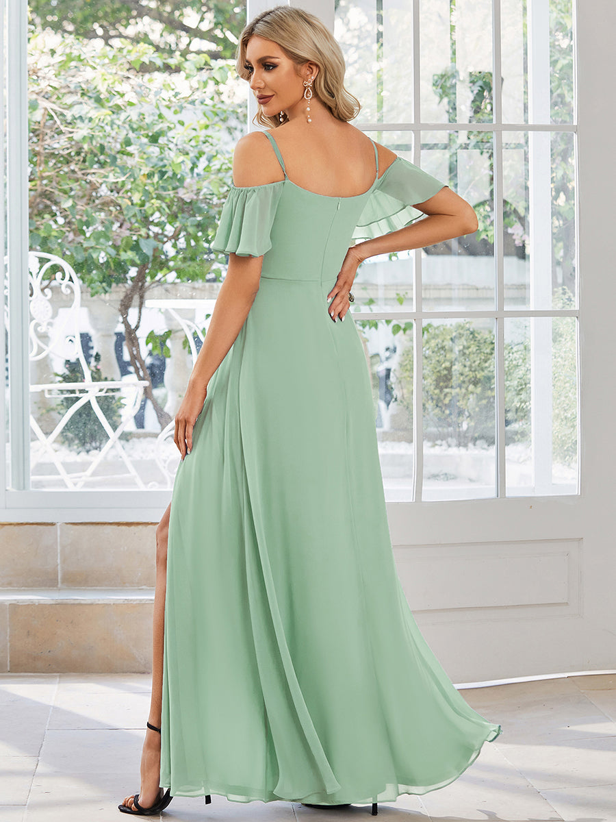 Taille personnalisée Robe de soirée sexy à épaules dénudées et à encolure en V #Couleur_Menthe Verte