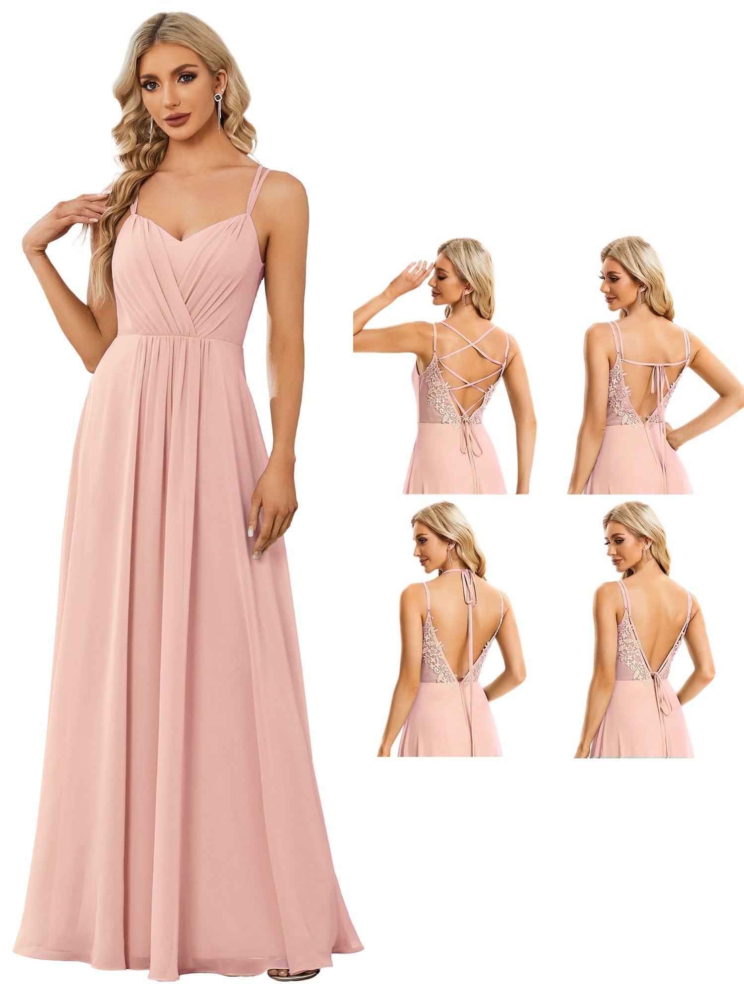 Pink Chiffon Bridesmaid Dresses #style_ES01692PK