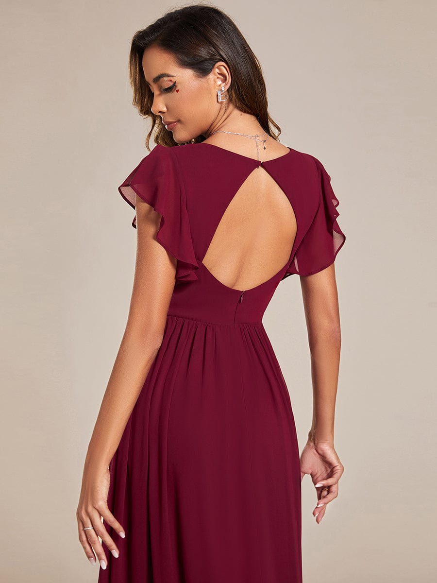 Robe de soirée bordeaux automne et hiver #style_ES01819BD