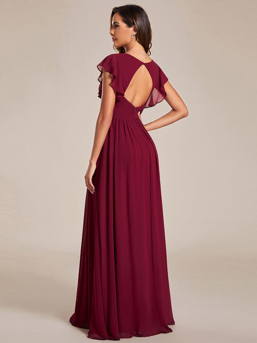 Robe de soirée bordeaux automne et hiver #style_ES01819BD