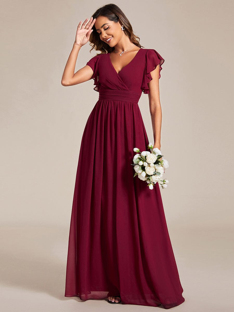 Robe de soirée bordeaux automne et hiver #style_ES01819BD