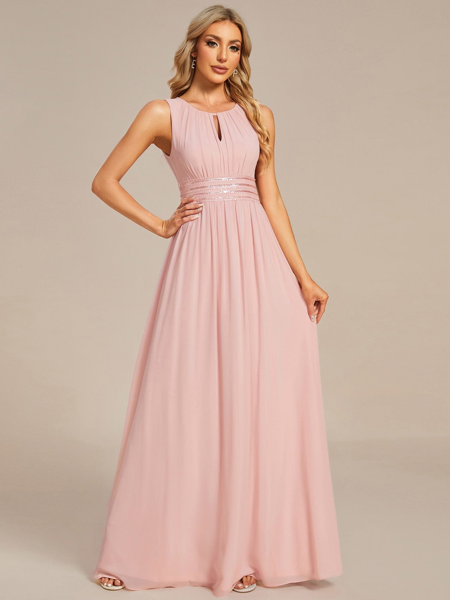 Pink Chiffon Bridesmaid Dresses #style_ES01955PK