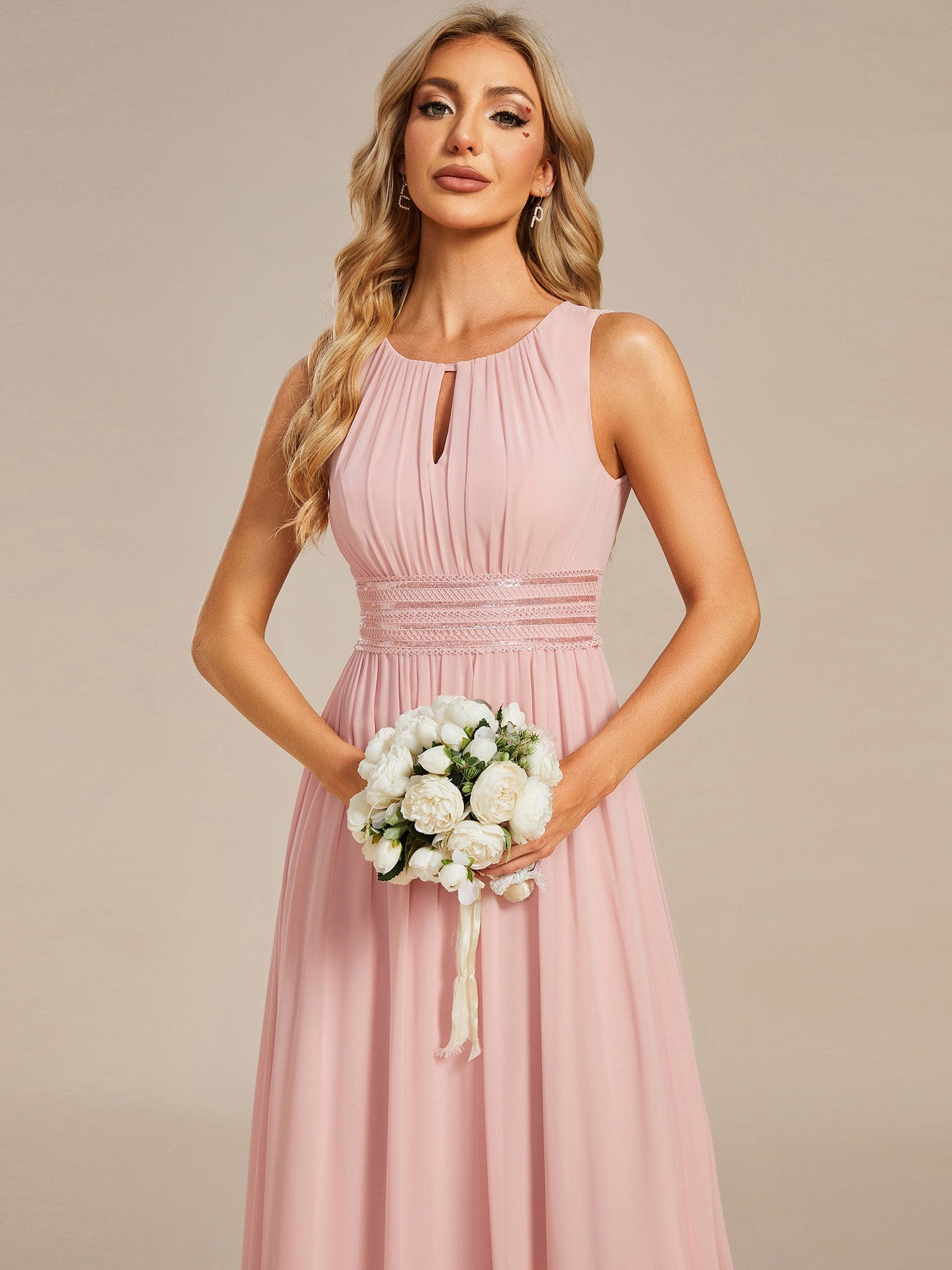 Pink Chiffon Bridesmaid Dresses #style_ES01955PK