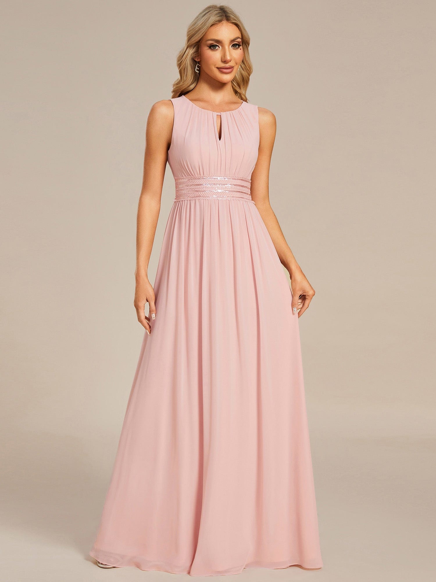 Pink Chiffon Bridesmaid Dresses #style_ES01955PK