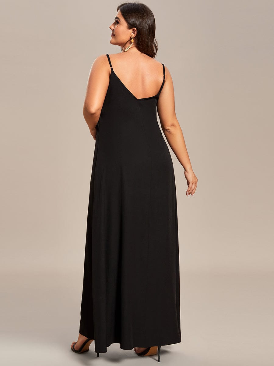 Robe d'été Plage Vacances maxi ample à bretelles fines A Ligne #Couleur_Noir