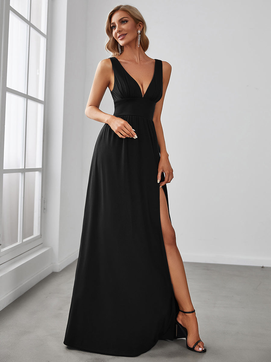 Taille personnalisée Robe de soirée longue au sol à taille haute #Couleur_Noir