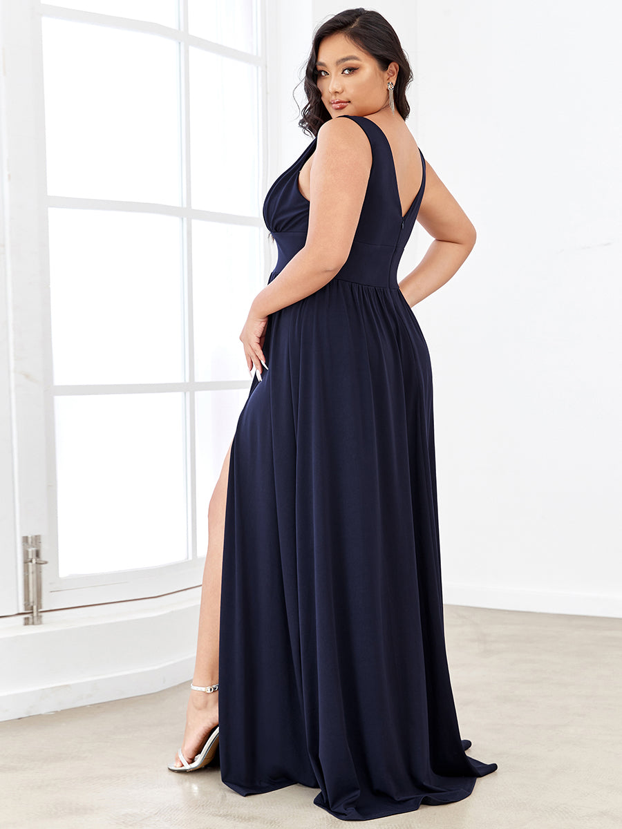 Taille personnalisée Robe de soirée longue au sol à taille haute #Couleur_Bleu Marine