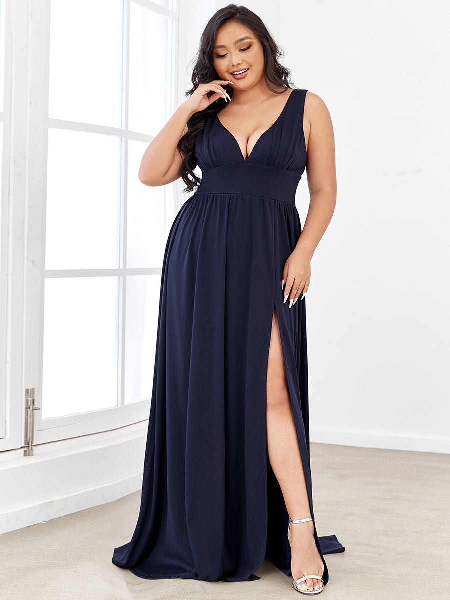 Taille personnalisée Robe de soirée longue au sol à taille haute #Couleur_Bleu Marine