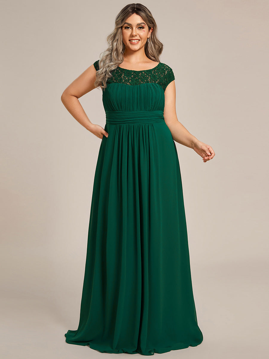 Robe de Soirée en Dentelle à Taille Empire de Grande Taille #Couleur_Vert Fonce