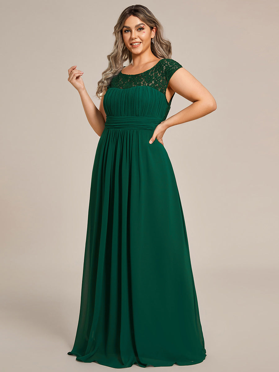 Robe de Soirée en Dentelle à Taille Empire de Grande Taille #Couleur_Vert Fonce