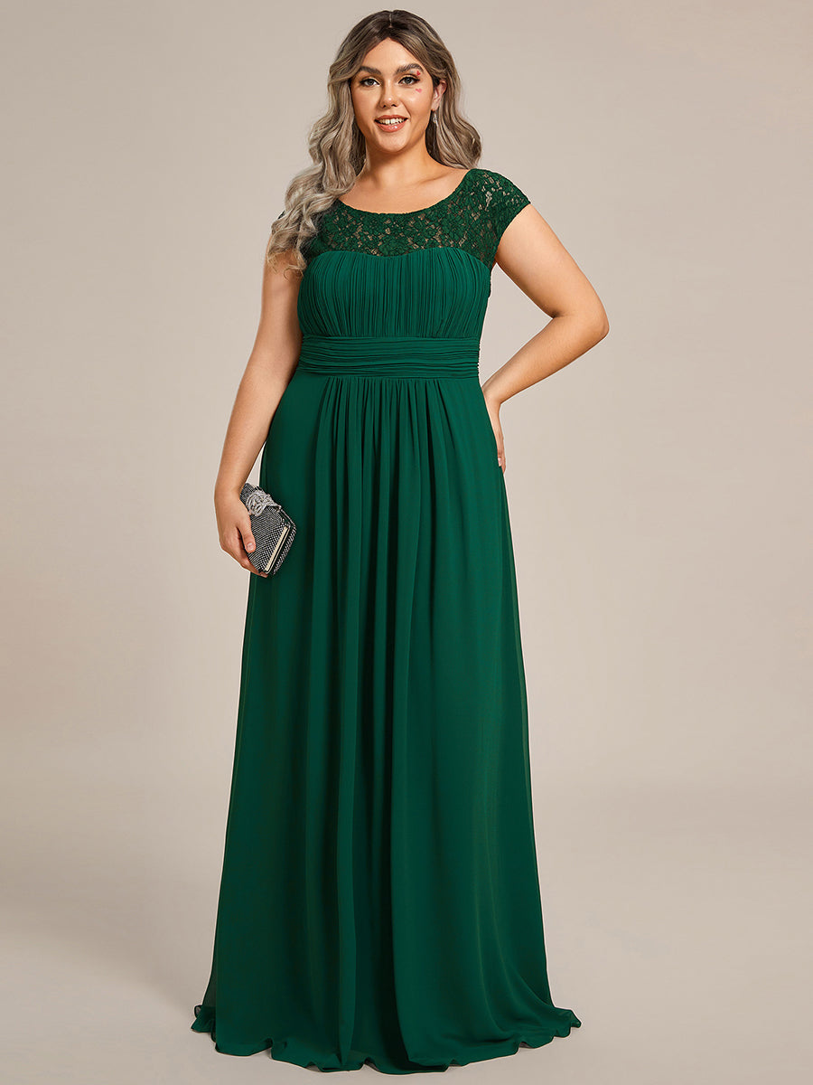 Robe de Soirée en Dentelle à Taille Empire de Grande Taille #Couleur_Vert Fonce