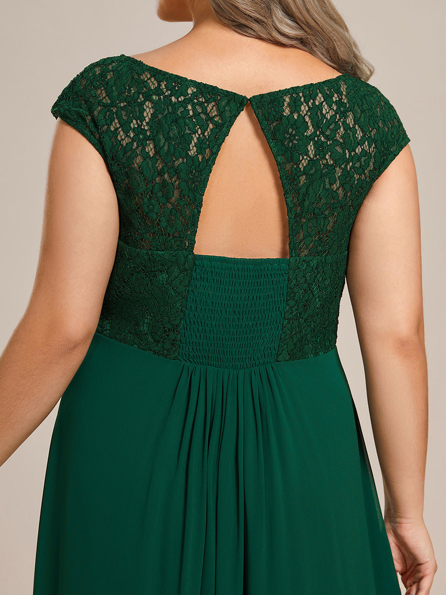 Robe de Soirée en Dentelle à Taille Empire de Grande Taille #Couleur_Vert Fonce