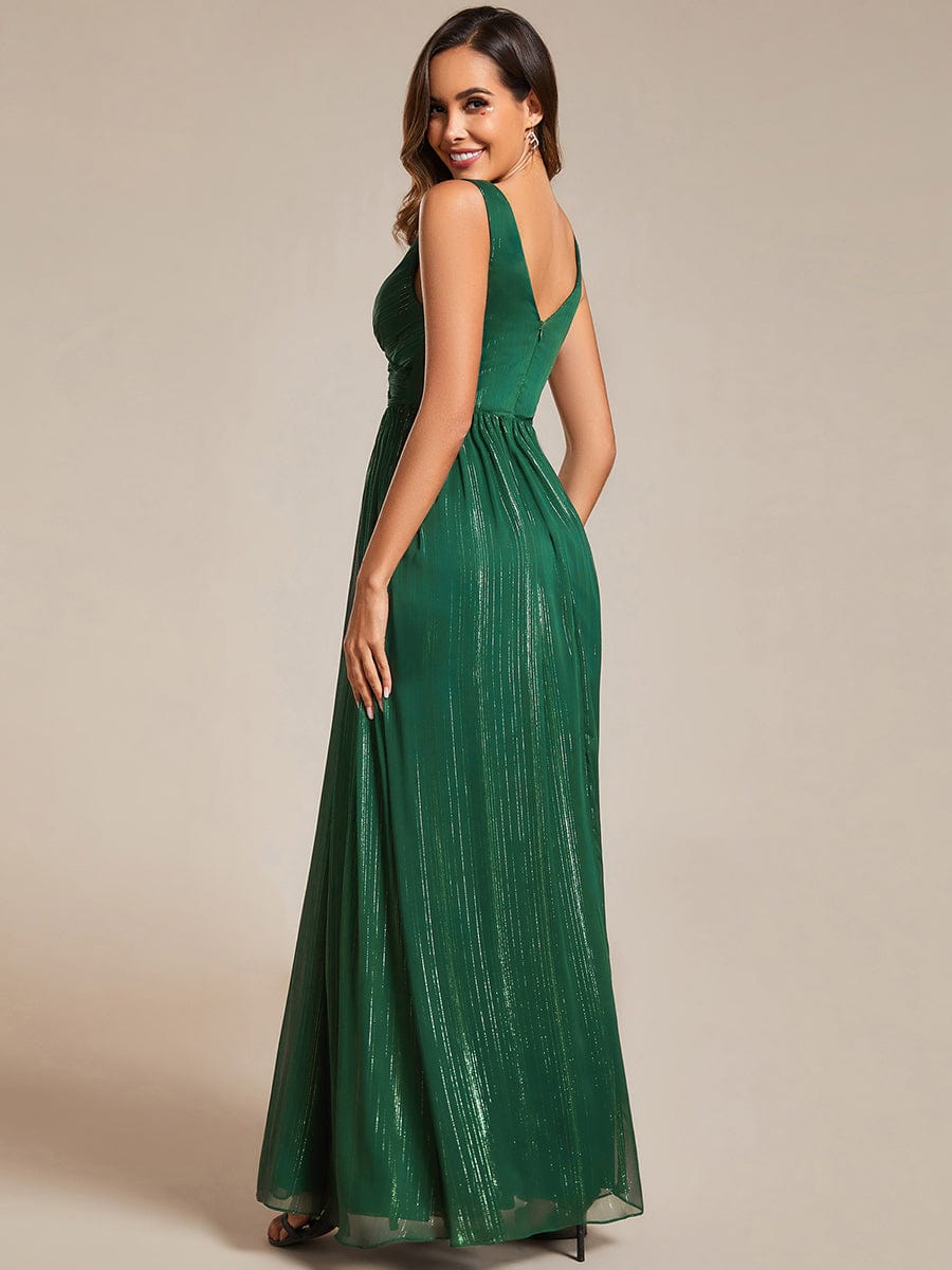 Robes de soirée sans manches à col en V avec paillettes délicates #Couleur_Vert Fonce