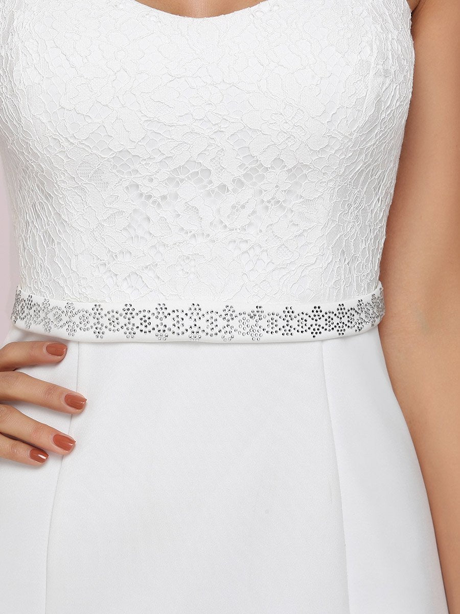 Robe de mariée style sirène simple à mancherons #Couleur_Creme