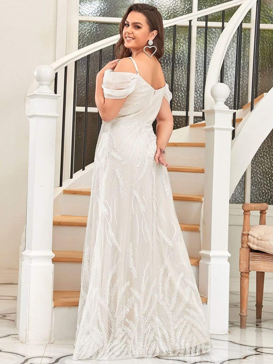 Taille personnalisée Robe de mariée chérie à épaules dénudées et brodées Grande taille #Couleur_Creme