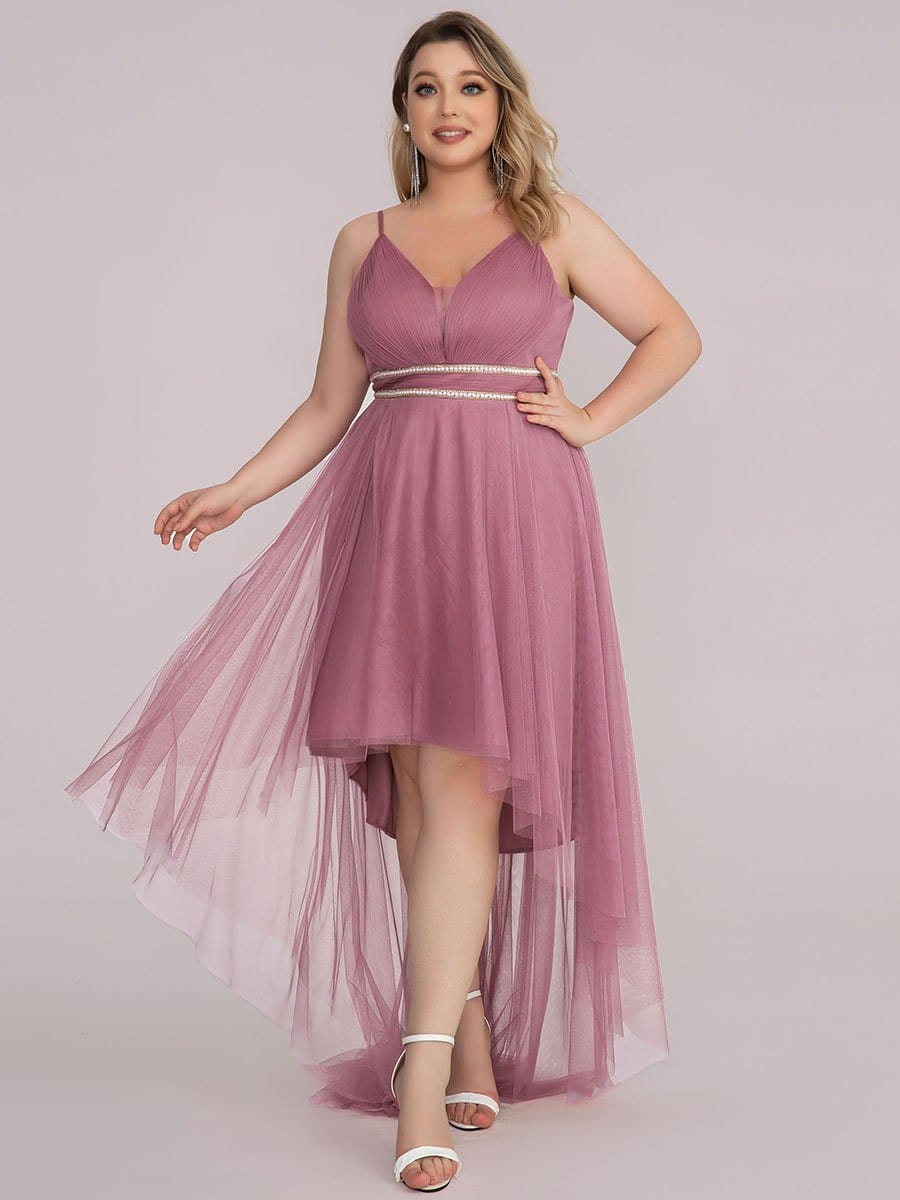 Robe de bal élégante Grande taille en tulle avec ceinture perlée #Couleur_Orchidee 