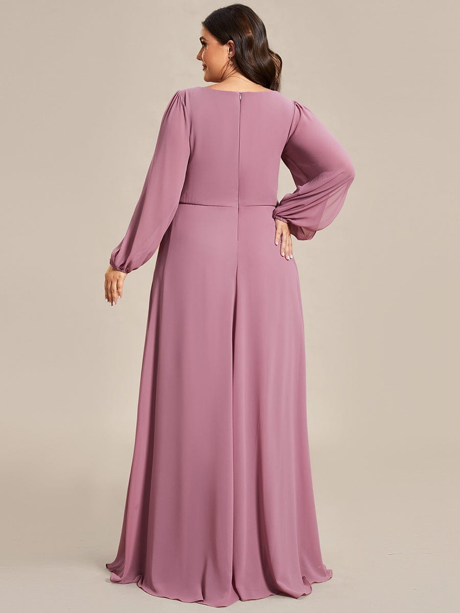 Robe de soiree grande taille Maxi en mousseline de soie applique avec manches longues en lanterne Ever Pretty Ever Pretty FR