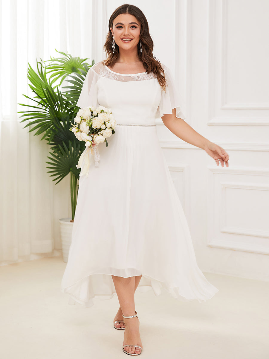 Robe mi-longue trapèze décontractée à encolure bateau pour femmes de grande taille avec ourlets asymétriques #Couleur_Creme