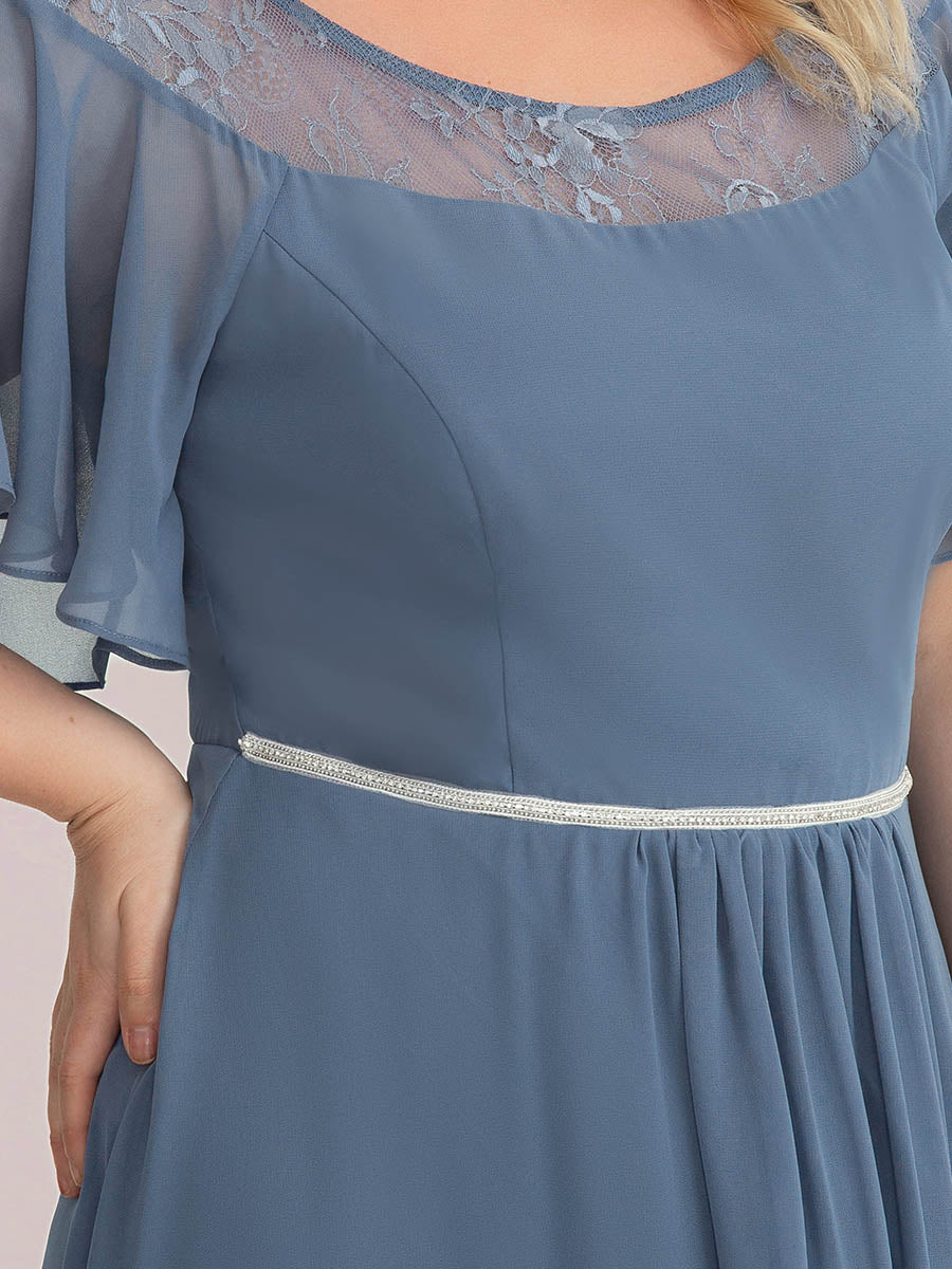 Robe mi-longue trapèze décontractée à encolure bateau pour femmes de grande taille avec ourlets asymétriques #Couleur_Marine Fume