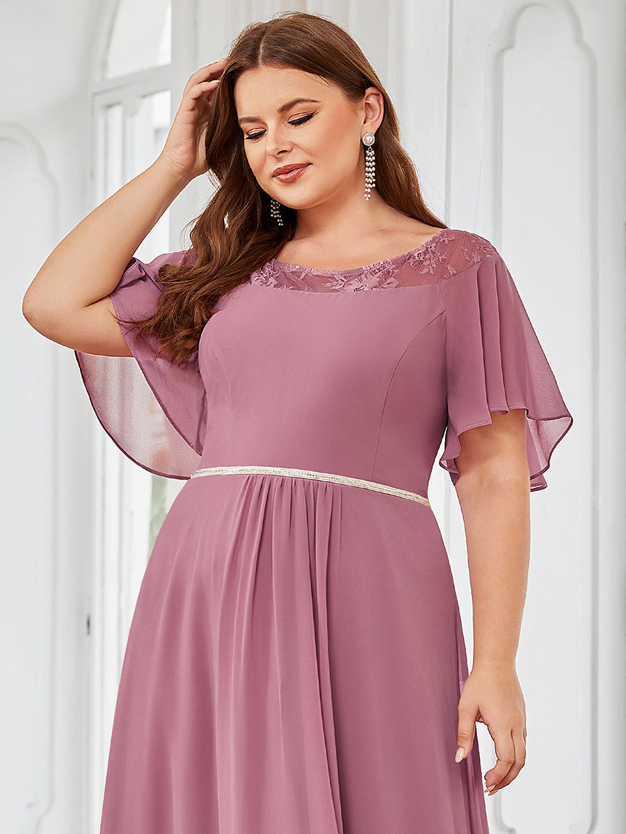 Robe mi-longue trapèze décontractée à encolure bateau pour femmes de grande taille avec ourlets asymétriques #Couleur_Orchidee