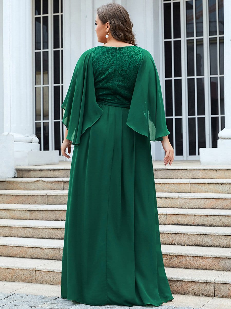 Robe de soirée élégante en mousseline de soie à col en V profond #Couleur_Vert Fonce