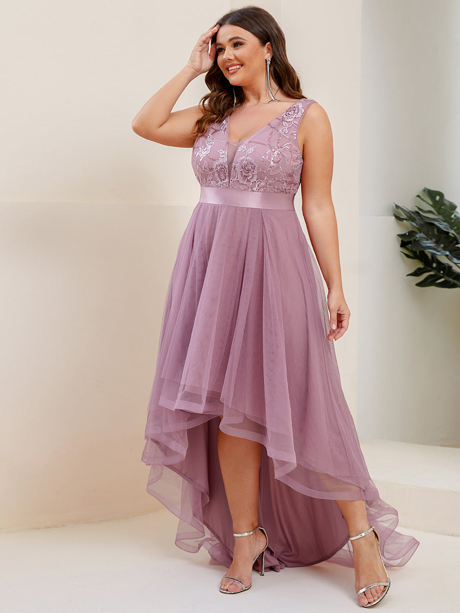 Robes de bal Asymétrique Tulle Paillettes High Low Grande taille #Couleur_Orchidee