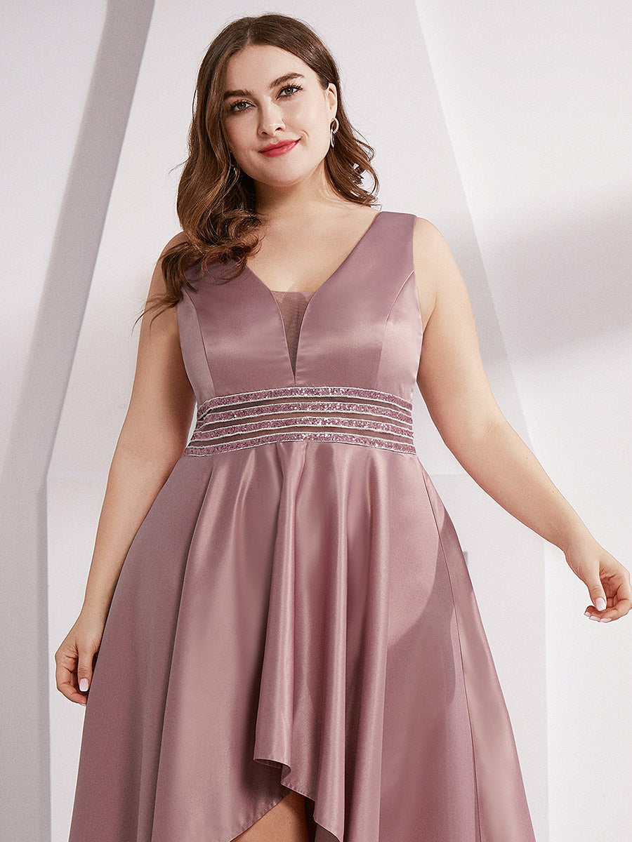 Robe de cocktail asymétrique haute taille grande taille pour femmes #Couleur_Orchidee