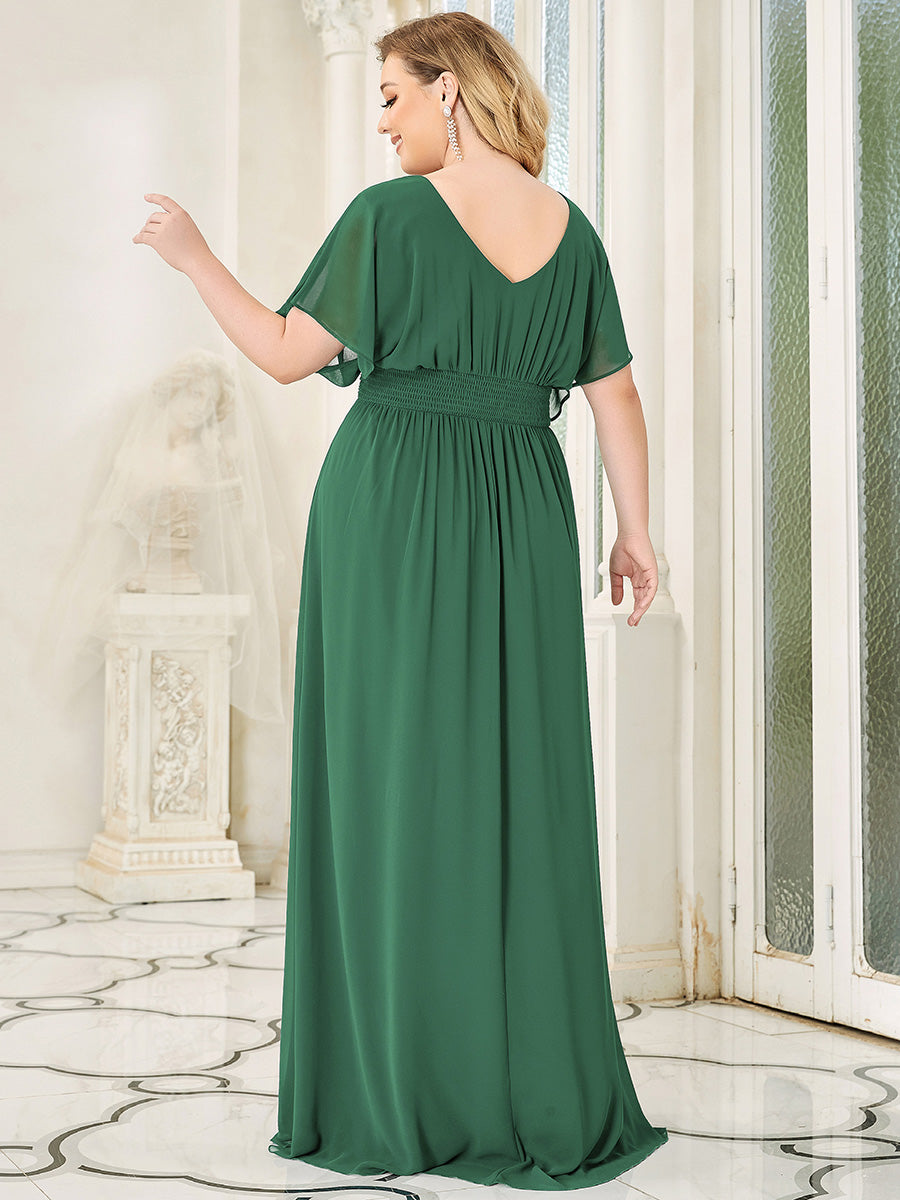 Maxi robe de soirée en mousseline de soie taille empire pour femmes #Couleur_Haricot Vert