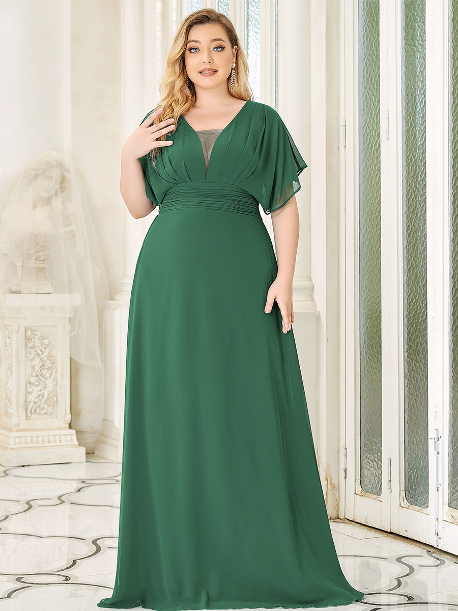 Maxi robe de soirée en mousseline de soie taille empire pour femmes #Couleur_Haricot Vert