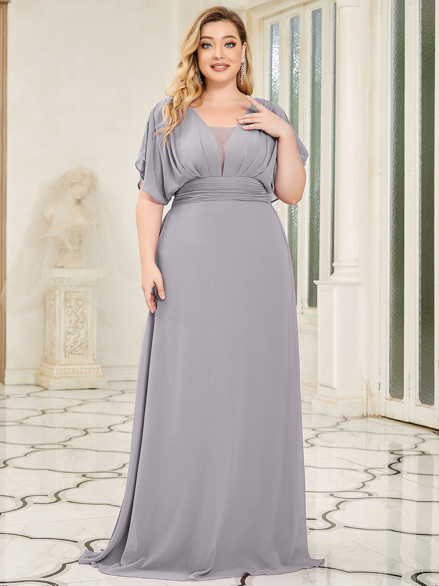 Robe de demoiselle d'honneur longue en mousseline de soie sexy pour femmes #Couleur_Gris