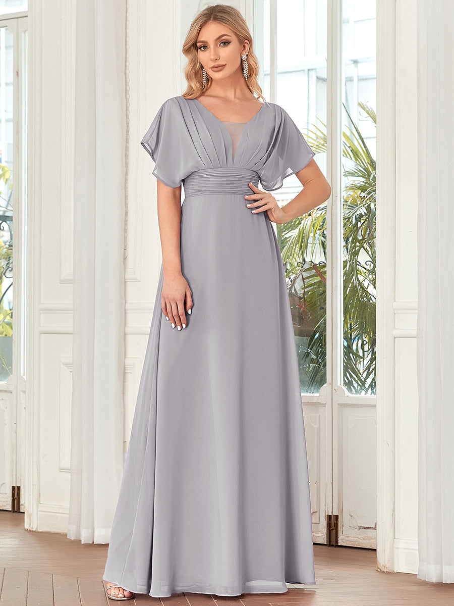 Robe de demoiselle d'honneur longue en mousseline de soie sexy pour femmes #Couleur_Gris