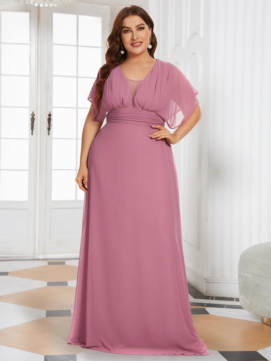 Robe de demoiselle d'honneur longue en mousseline de soie sexy pour femmes #Couleur_Orchidee