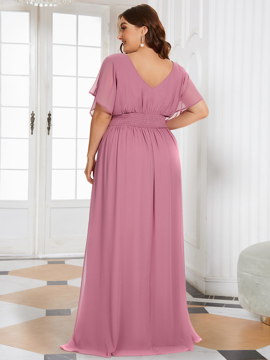 Robe de demoiselle d'honneur longue en mousseline de soie sexy pour femmes #Couleur_Orchidee