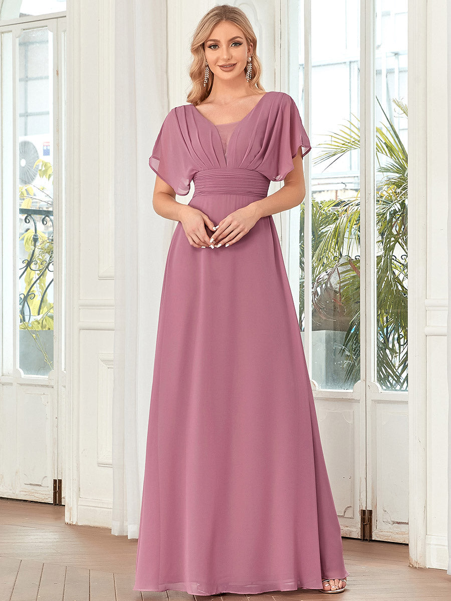 Robe de demoiselle d'honneur longue en mousseline de soie sexy pour femmes #Couleur_Orchidee