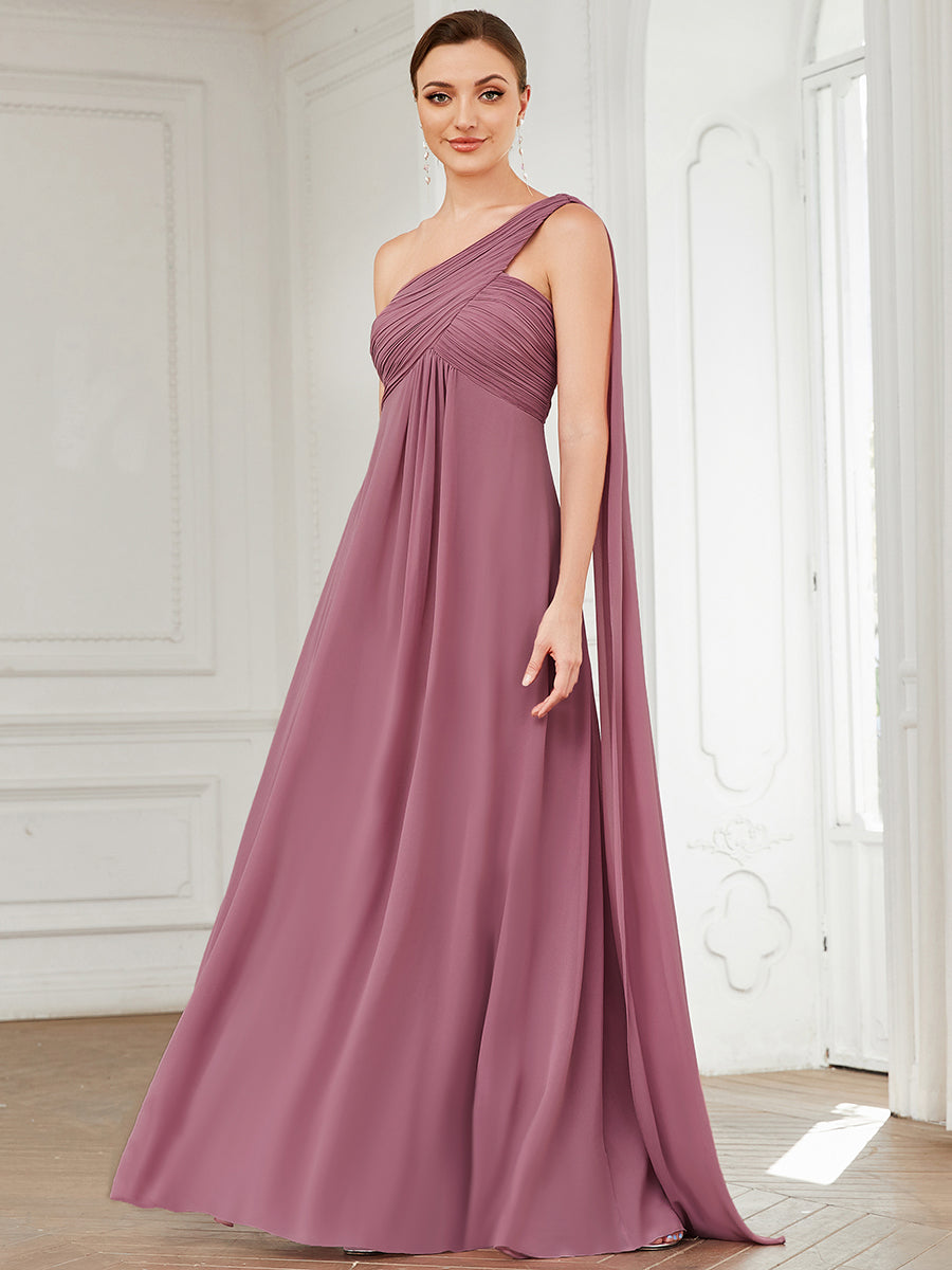 Robes de Soirée élégant Maxi Chiffon avec Une épaule pour Femmes #Couleur_Orchidee