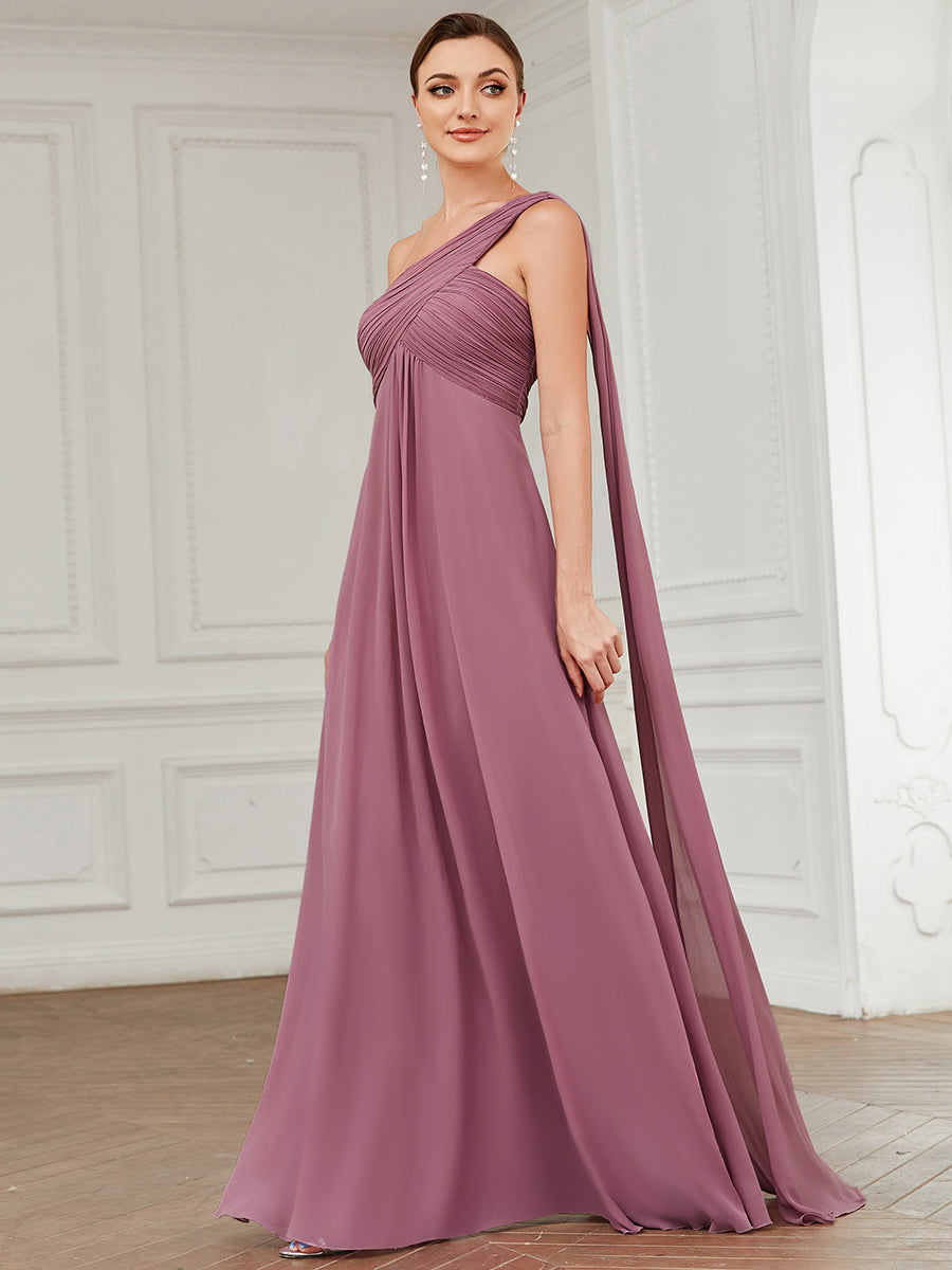 Robes de Soirée élégant Maxi Chiffon avec Une épaule pour Femmes #Couleur_Orchidee