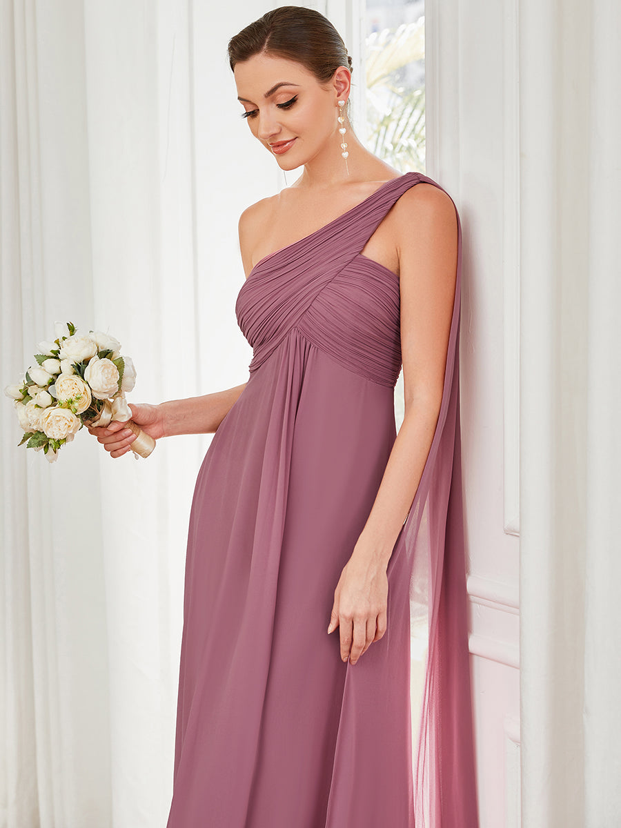 Robes de Soirée élégant Maxi Chiffon avec Une épaule pour Femmes #Couleur_Orchidee