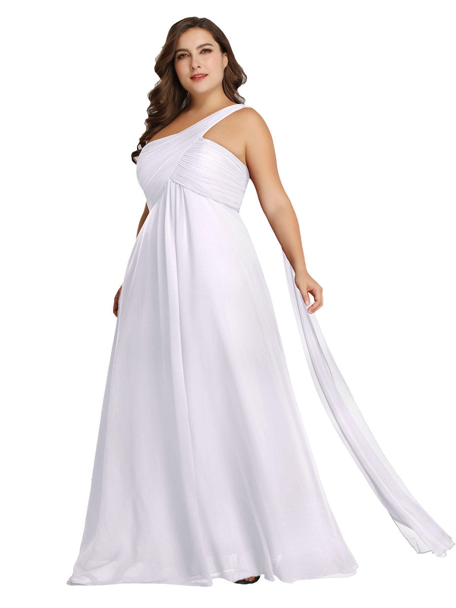 Robes de Soirée élégant Maxi Chiffon avec Une épaule pour Femmes #Couleur_Blanc